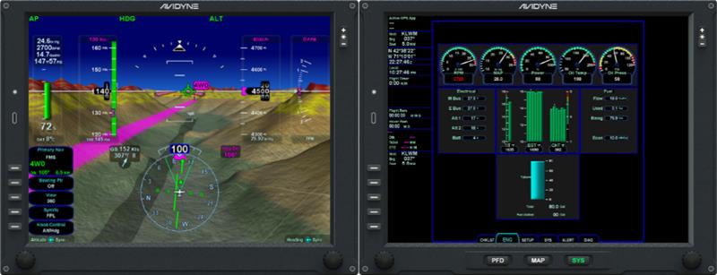 Vantage12 MFD showing engine instruments