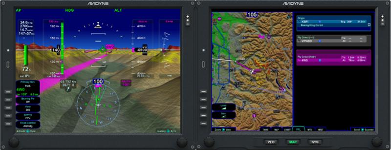 Vantage12 MFD with split screen display