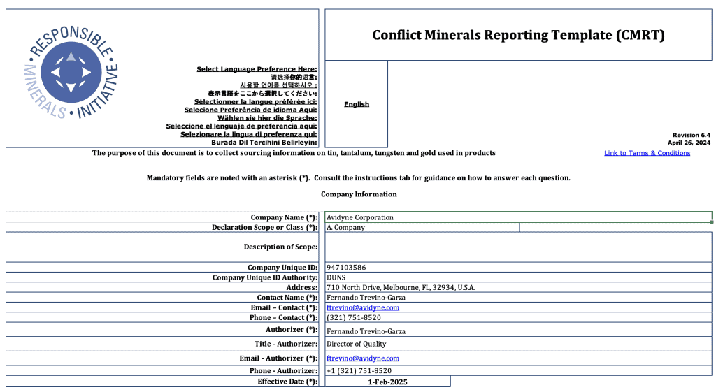 Conflict Minerals Report revision 6.4 April 26, 2024